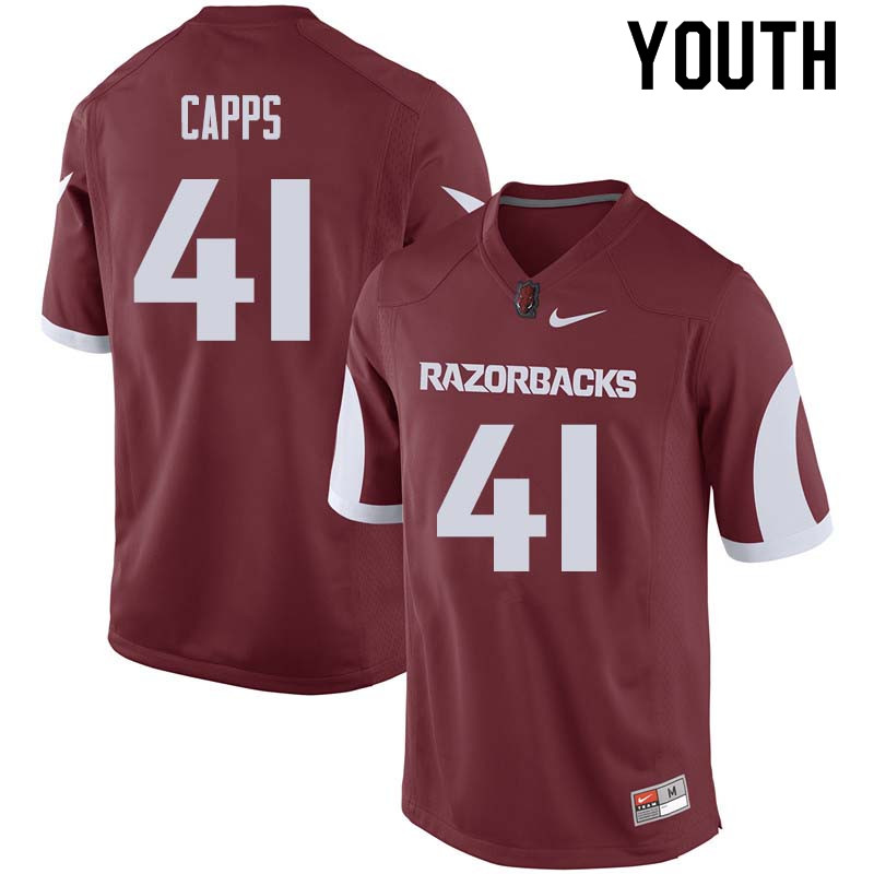 Youth #41 Austin Capps Arkansas Razorback College Football Jerseys Sale-Cardinal